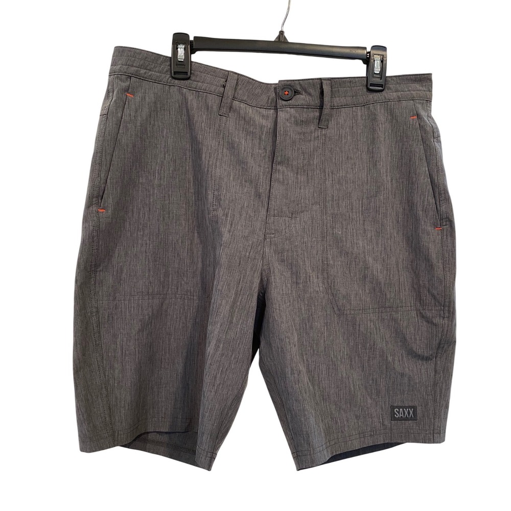 SAXX Land to Sand 2N1 Hybrid‎ Shorts Charcoal Grey Mens 34 DropTemp Ball Pouch